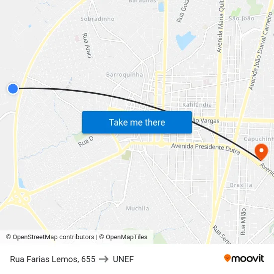 Rua Farias Lemos, 655 to UNEF map