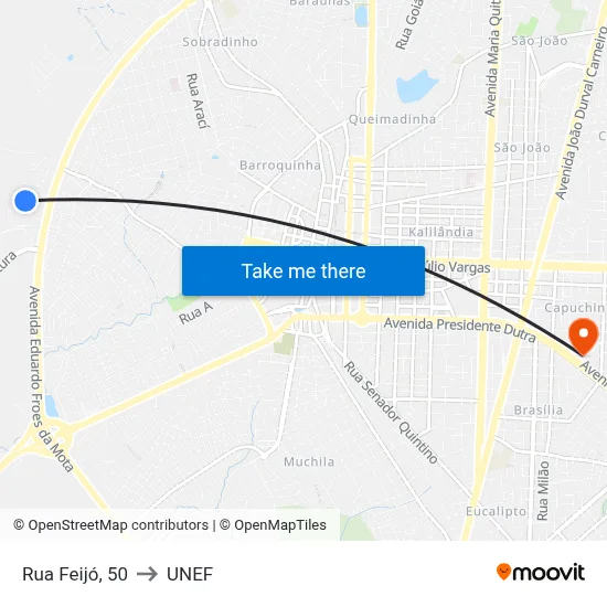 Rua Feijó, 50 to UNEF map