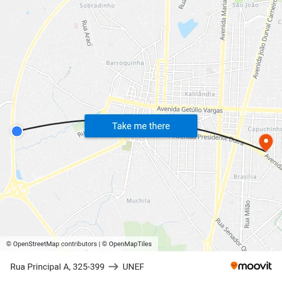 Rua Principal A, 325-399 to UNEF map