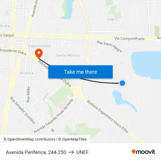 Avenida Periférica, 244-250 to UNEF map