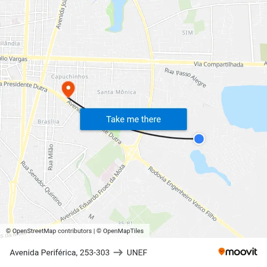 Avenida Periférica, 253-303 to UNEF map