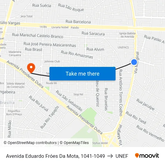 Avenida Eduardo Fróes Da Mota, 1041-1049 to UNEF map