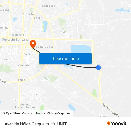 Avenida Nóide Cerqueira to UNEF map