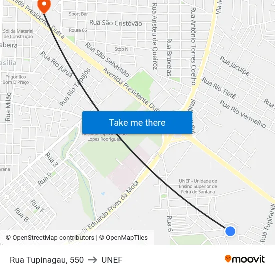 Rua Tupinagau, 550 to UNEF map