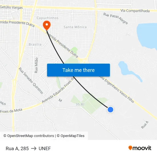Rua A, 285 to UNEF map
