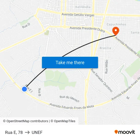 Rua E, 78 to UNEF map