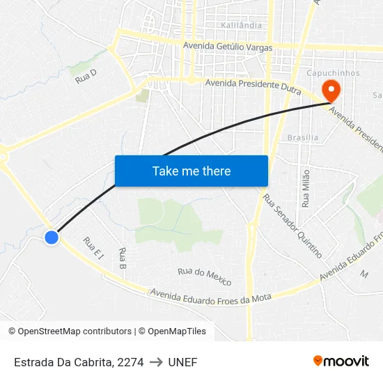 Estrada Da Cabrita, 2274 to UNEF map