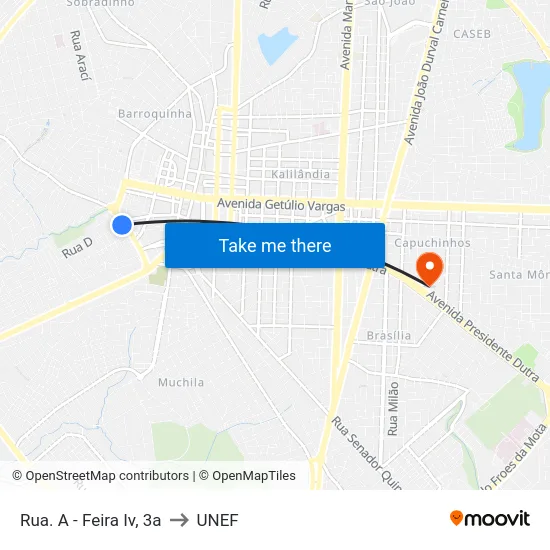 Rua. A - Feira Iv, 3a to UNEF map