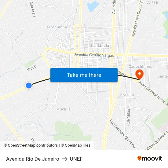 Avenida Rio De Janeiro to UNEF map