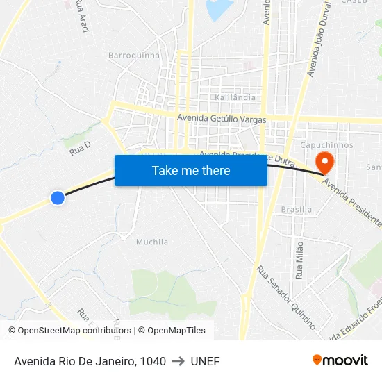 Avenida Rio De Janeiro, 1040 to UNEF map