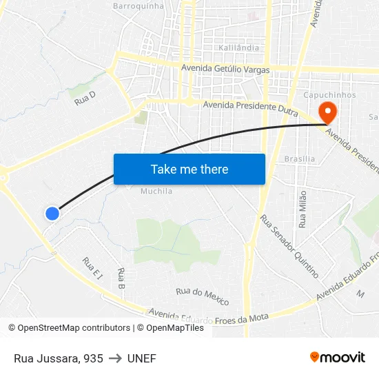Rua Jussara, 935 to UNEF map
