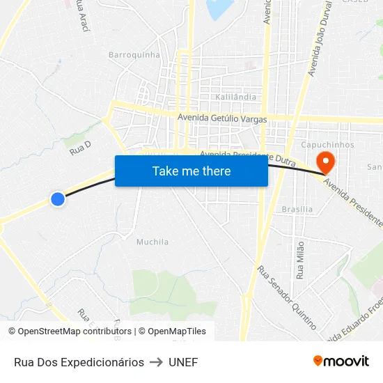 Rua Dos Expedicionários to UNEF map