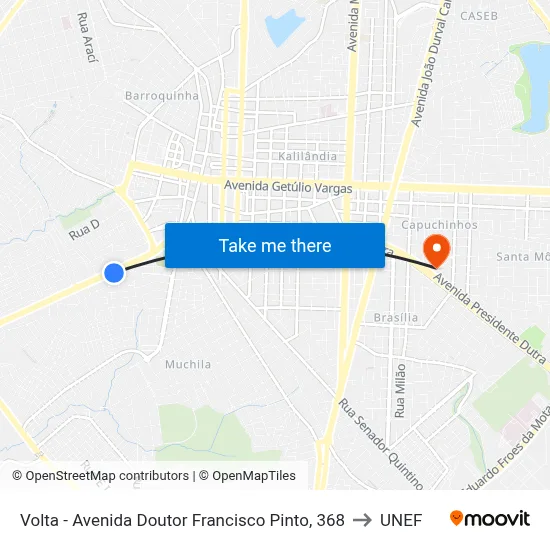 Volta - Avenida Doutor Francisco Pinto, 368 to UNEF map