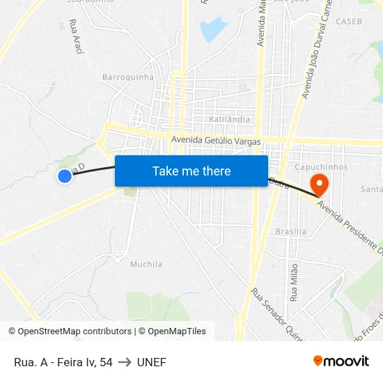 Rua. A - Feira Iv, 54 to UNEF map