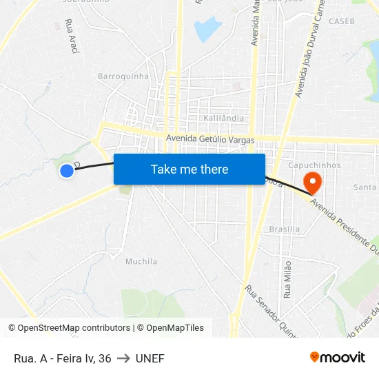 Rua. A - Feira Iv, 36 to UNEF map