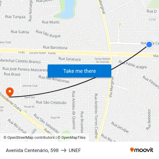 Avenida Centenário, 598 to UNEF map