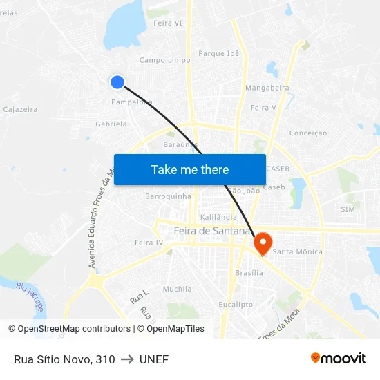 Rua Sítio Novo, 310 to UNEF map