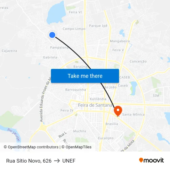 Rua Sítio Novo, 626 to UNEF map