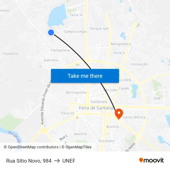 Rua Sítio Novo, 984 to UNEF map