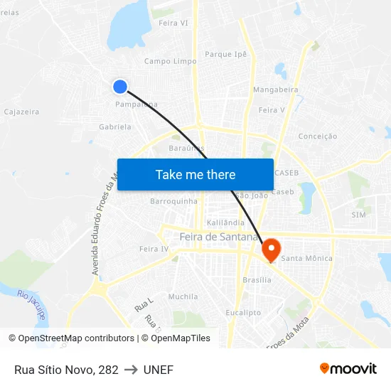Rua Sítio Novo, 282 to UNEF map