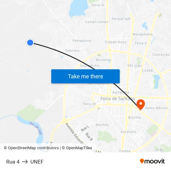 Rua 4 to UNEF map
