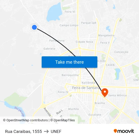 Rua Caraibas, 1555 to UNEF map