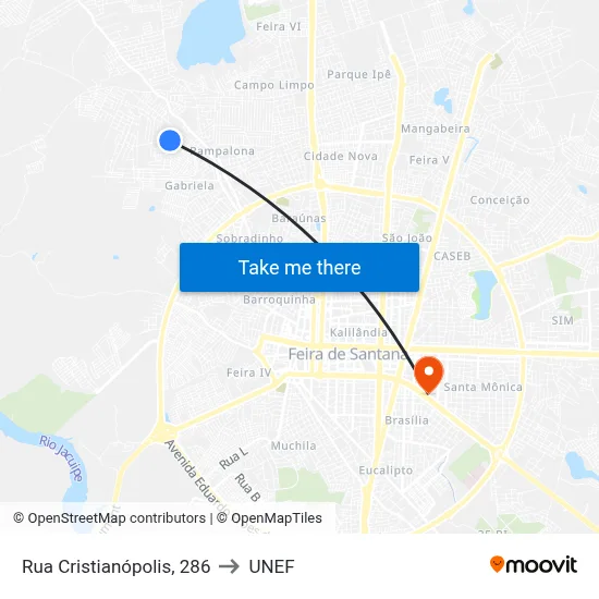 Rua Cristianópolis, 286 to UNEF map