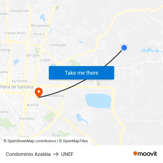 Condomínio Azaléia to UNEF map