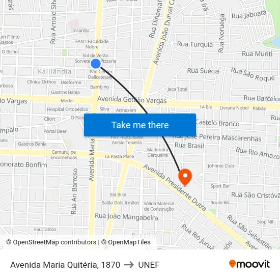 Avenida Maria Quitéria, 1870 to UNEF map