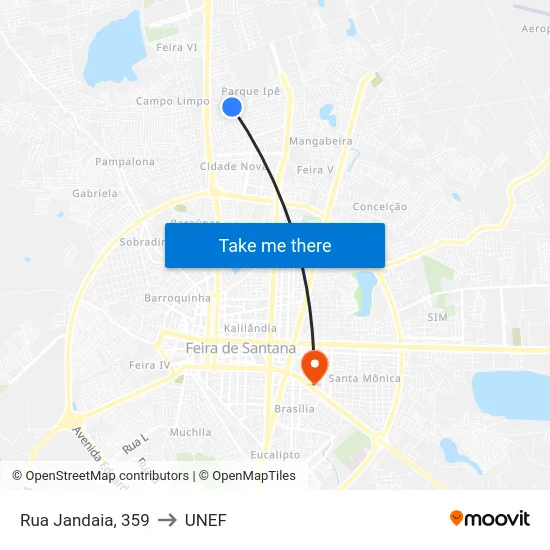 Rua Jandaia, 359 to UNEF map