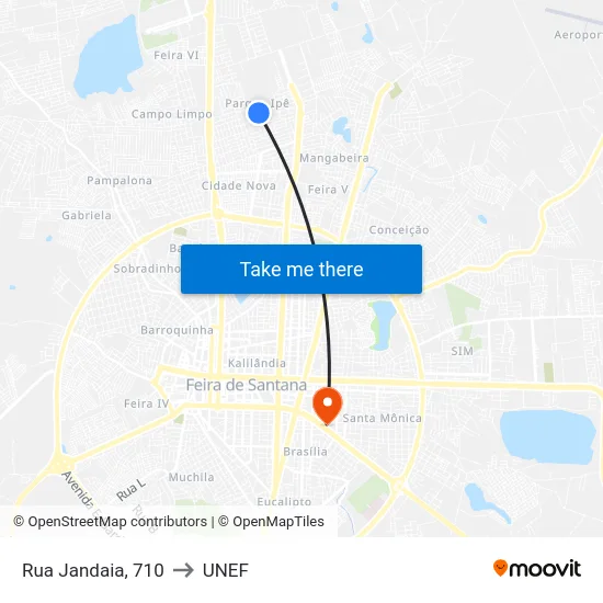 Rua Jandaia, 710 to UNEF map