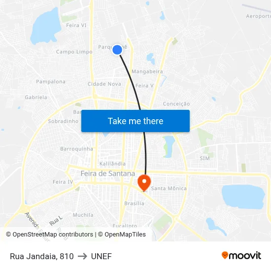 Rua Jandaia, 810 to UNEF map