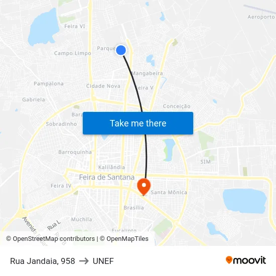 Rua Jandaia, 958 to UNEF map