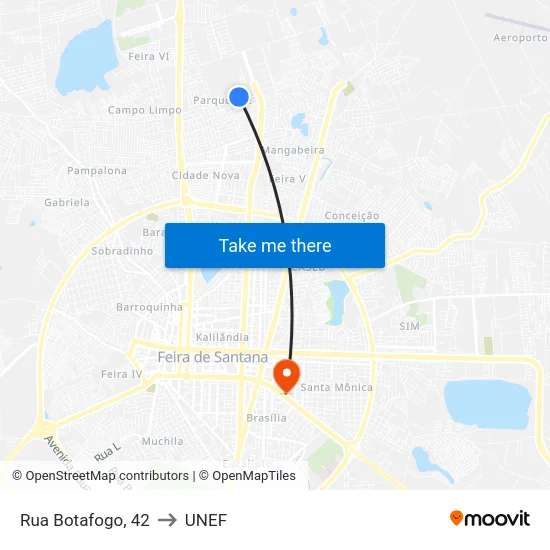 Rua Botafogo, 42 to UNEF map