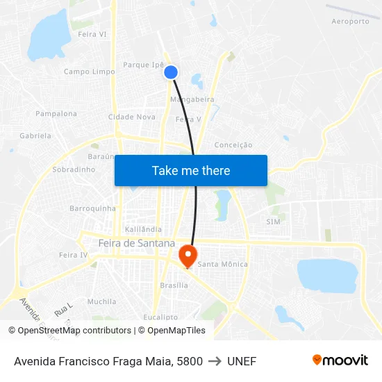 Avenida Francisco Fraga Maia, 5800 to UNEF map