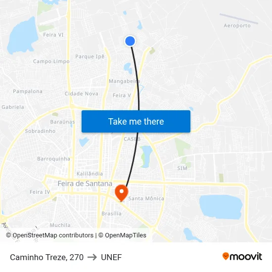 Caminho Treze, 270 to UNEF map