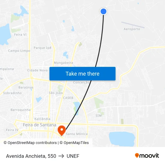 Avenida Anchieta, 550 to UNEF map