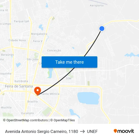 Avenida Antonio Sergio Carneiro, 1180 to UNEF map