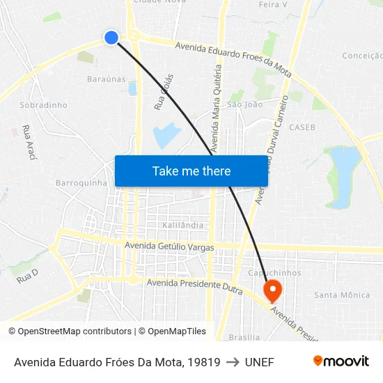 Avenida Eduardo Fróes Da Mota, 19819 to UNEF map