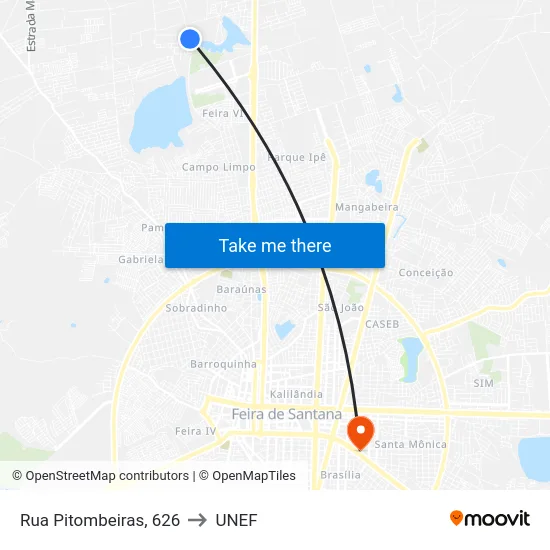Rua Pitombeiras, 626 to UNEF map