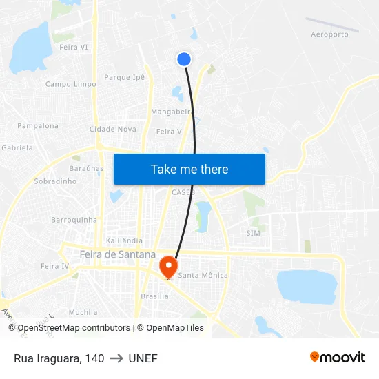 Rua Iraguara, 140 to UNEF map