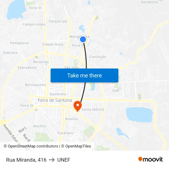 Rua Miranda, 416 to UNEF map