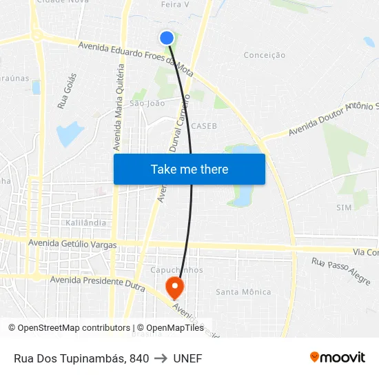 Rua Dos Tupinambás, 840 to UNEF map
