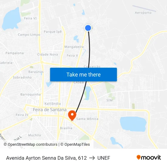Avenida Ayrton Senna Da Silva, 612 to UNEF map