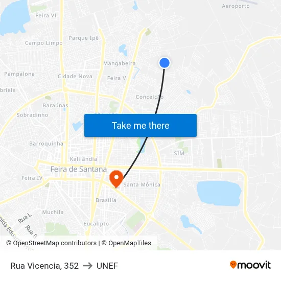 Rua Vicencia, 352 to UNEF map