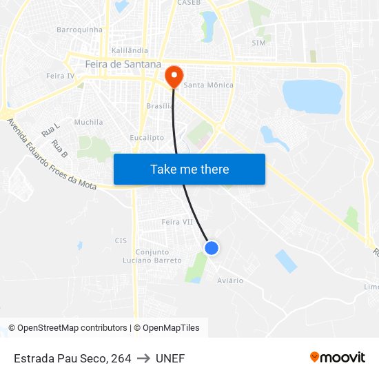 Estrada Pau Seco, 264 to UNEF map