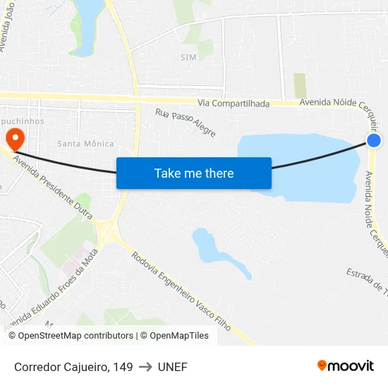 Corredor Cajueiro, 149 to UNEF map
