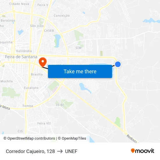 Corredor Cajueiro, 128 to UNEF map
