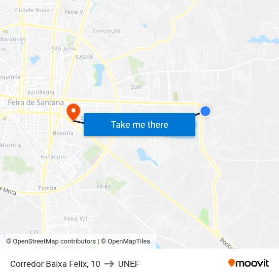Corredor Baixa Felix, 10 to UNEF map