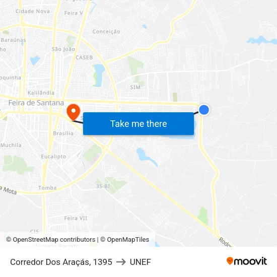 Corredor Dos Araçás, 1395 to UNEF map